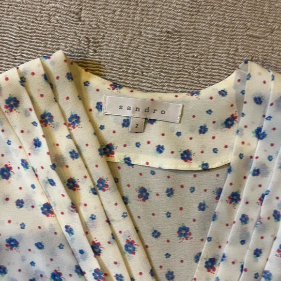Sandro floral pleated mini dress size 2 - Picture 2 of 6